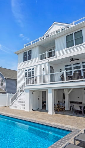 Welcoming exterior of a Breezy Shore rental